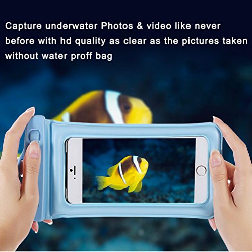 Sagton Waterproof Phone Case,Floating Pouch Night-Visible Smartphone Dry Bag for iPhone X/8/8 Plus/7/7 Plus/6S/6/6S Plus/SE/5S/5C,Samsung Galaxy S8/S8 Plus/Note 8 6 5,up to 6 inch diagonal (Sky Blue)
