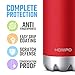 HOMPO Stainless Steel Water Bottle - 12oz/ 350ml BPA Vacuum Insulated Metal reusable Water Bottle, Double Walled keeps Hot & Cold leak proof Drinks bottle for kids, sports, gym (Red)