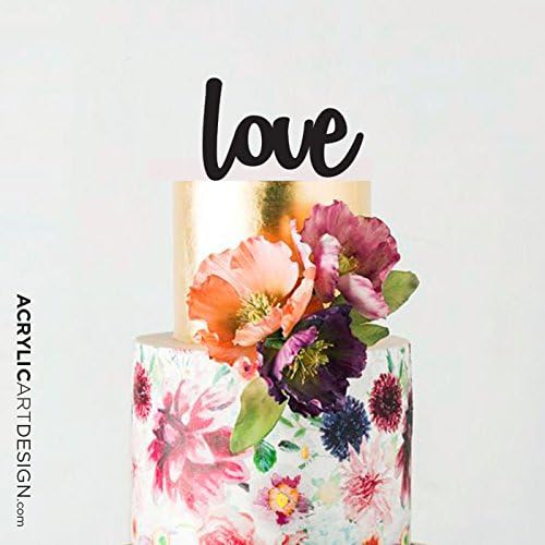 Love Cake Topper Modern for Weddings by Acrylic Art Design / Love Script Modern Love Word Phrase