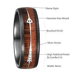 Vakki 8mm Black Domed Tungsten Carbide Ring for Men