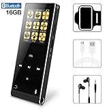 MP3 Player 16GB Bluetooth Digital Music Player with FM Radio/Voice Recorder/Pedometer, HIFI Lossless Stereo Sound Sport Player with HD Headphone Support up to 128GB (2018 Newest Model-Black)