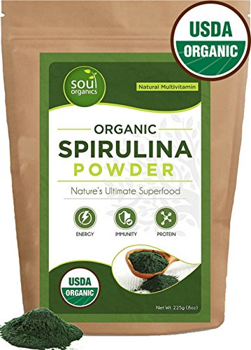 Soul Organics Spirulina Powder - USDA Organic Certified - Premium Blue Green Algae Powder for Natural Energy and Nutrition