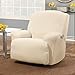 SureFit SF39058 Stretch Pinstripe Recliner Slipcover - One Piece - Form Fit - 94% Polyester 6% Spandex - Machine Washable, Cream