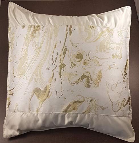 (Set of 2) ASTER HOME Ivory Golden Premium Poly Jacquard 16 x 16 inches Cushion Cover