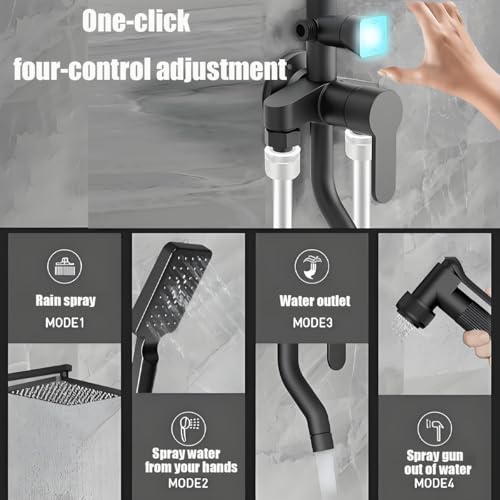 ALISMAEEL Bathroom Shower Set, High Pressure Rainfall Shower with Elegant Square Design, Handheld Showerhead and Shower Tap Combo, Multifunctional Shower System with one button on/off, Chrome