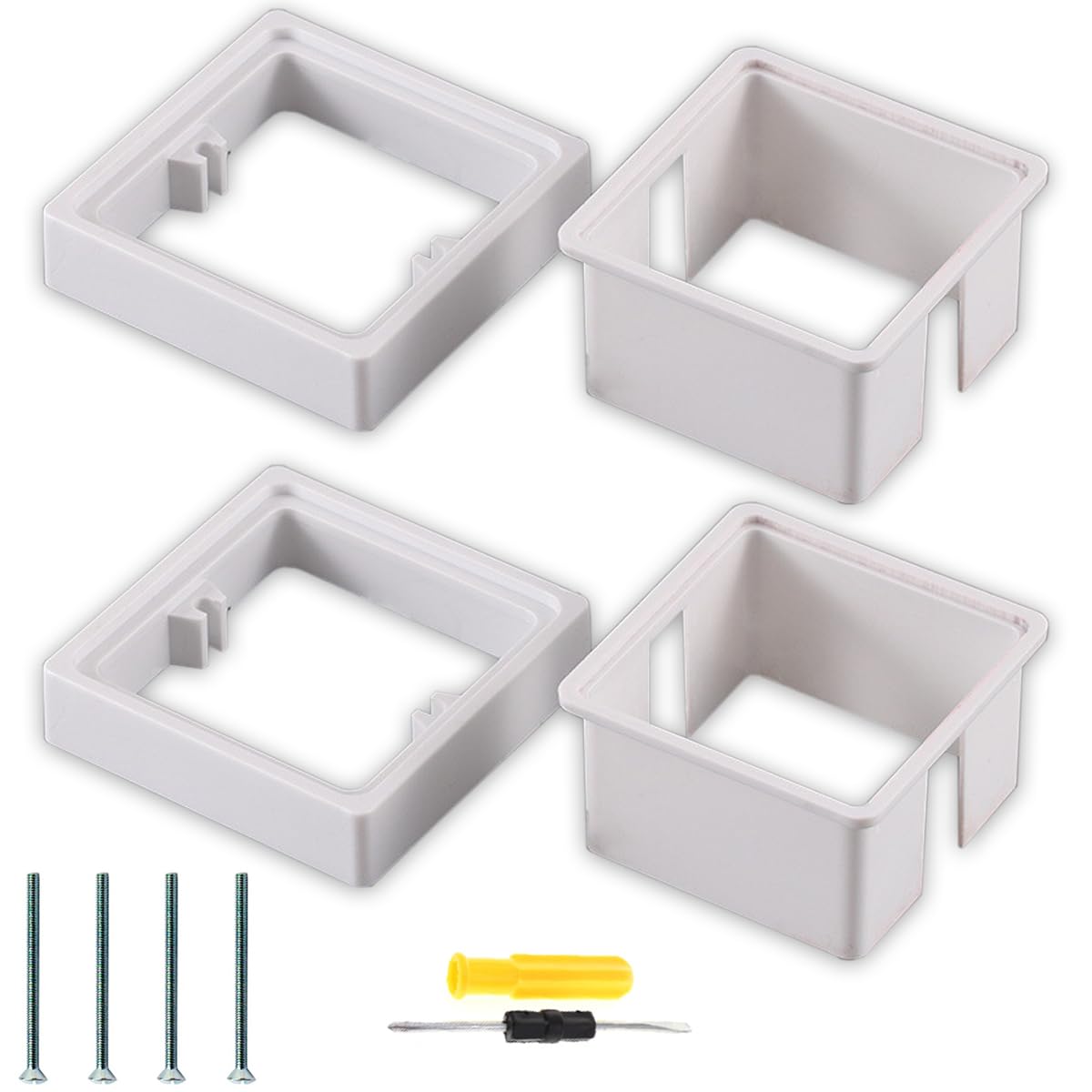 Acmerota 0.78IN/20MM Single Socket With Installing Position Fixture Surface Box Square Spacer Plate Single Socket Light Switch Surround, Pack of 2
