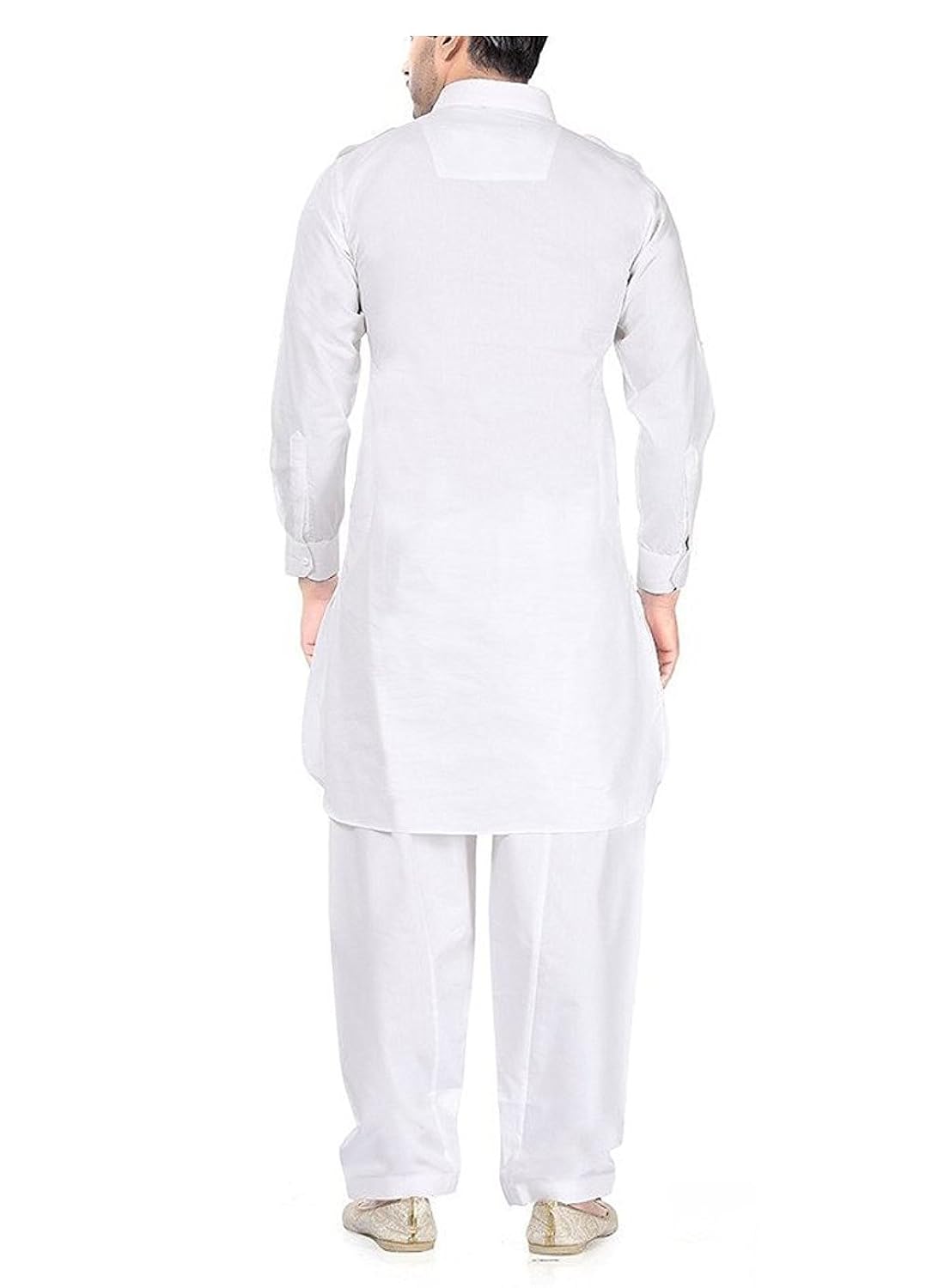 royal men's blended white pathani suit for men