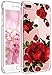 JAHOLAN Compatible with iPhone SE 2022 Case/iPhone SE 2020 Case,iPhone 7 8 Case, Cute Girl Floral Design Clear Slim Cover Case for iPhone 6/6s/7/8/SE 2020 2022 - Red Rose