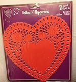 24 Die Cut Red Heart Shaped Paper Doilies