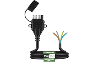 GUBRDFRSOD 16AWG 4 Pin Trailer Connector 1 Feet with Jacketed Cable Trailer Wiring, 4 Way Flat Trailer Connector, 4 Pin Trailer Wiring Harness Color-Coded Pure Copper with Mounting Holes and Dust Cover, Black