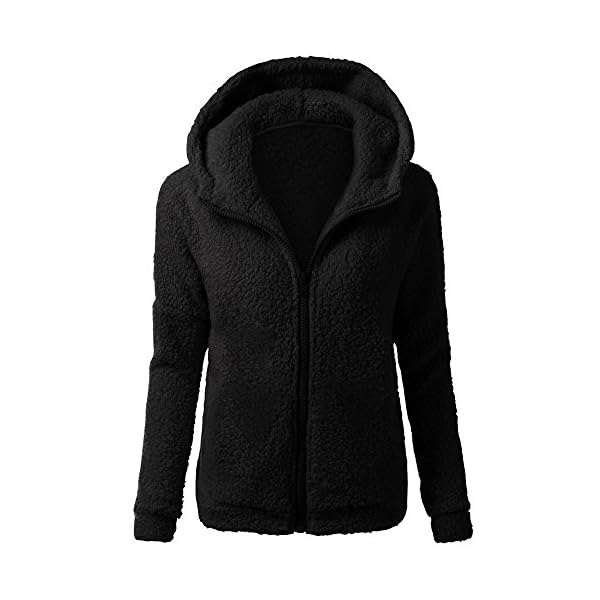 Chaqueta Mujeres de Invierno de Lana Cálida Cremallera Abrigo con Capucha Casual Suéter Abrigo de Algodón Outwear Hoodie… | DeHippies.com