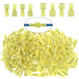 Glarks 100pcs 12-10 Gauge Fully Insulated Female Male Spade Nylon Quick Disconnect Electrical Insulated Crimp Terminals Connectors Assortment Kit
