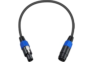 Poyiccot Speakon Extension Cables 1.5ft, Speakon Male to Female Cable, 18AWG Speaker Cable with DJ PA Stage Audio Jack for Loudspeaker Amplifier Copper Cord with Twist Lock