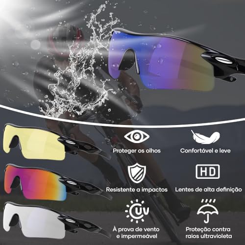 Trailabo Óculos de Sol Esportivos, Óculos de Ciclismo, Proteção UV, com Lentes Âmbar e Cinza, Polarizadas, Adequadas para Ciclismo, Corrida e Atividades ao Ar Livre