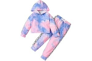 Axumity Toddler Baby Girls Clothes Long-sleeve Tie Dye Hoodie Sweatshirt Pants Hooded Outfit Set
