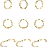 Beebeecraft 10 Pairs 19mm Hoop Earrings for Women 18K Gold Plated Small Round Huggie Earrings Cartilage Sleeper with Stainless Steel Ear Pin for Multiple Piercing Lightweight Jewelry Gifts