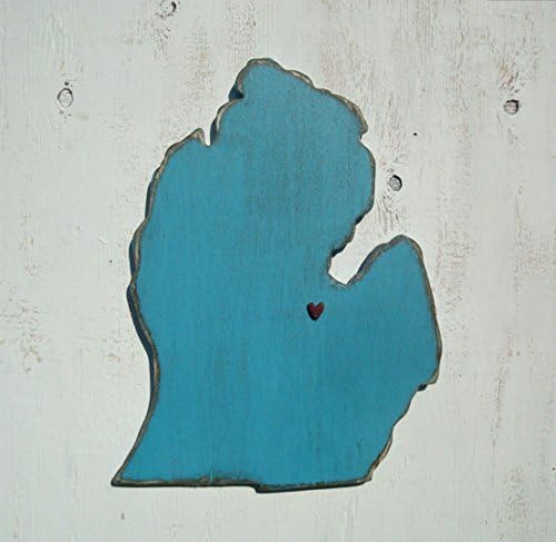 Michigan wood state wall art with heart