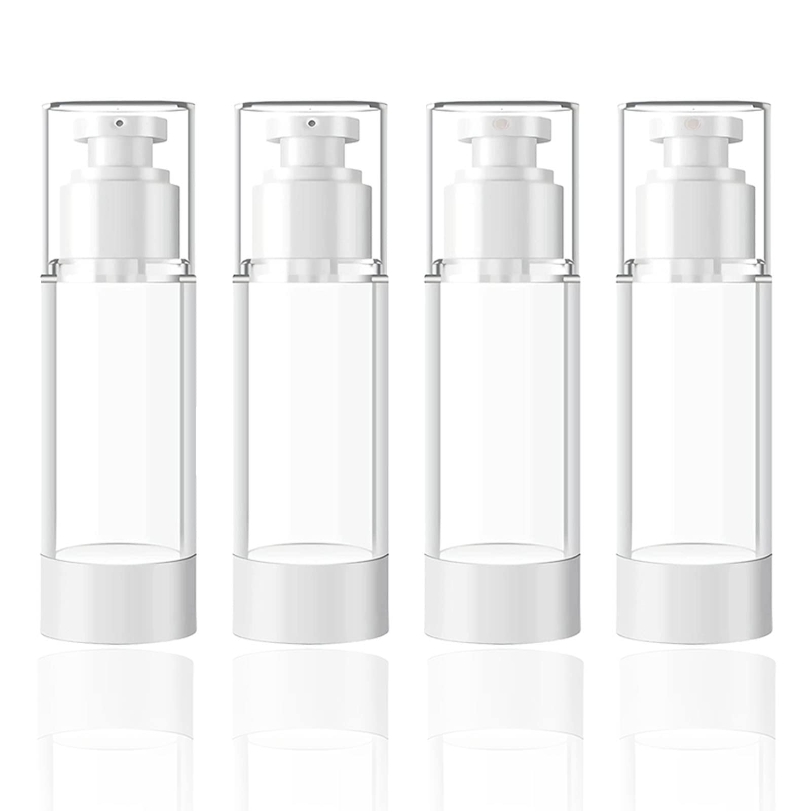 4 Pieces Empty Travel Bottles for Filling, CandyAlley Pump Dispenser, 30 ml Pump Bottle for Lotion, Foundation, Essence, Cream, Cosmetics, Travel Shampoo