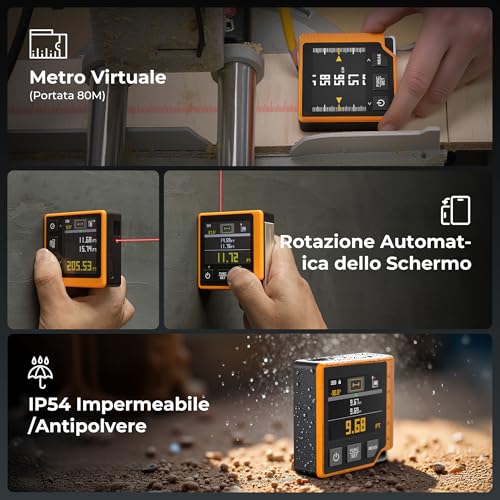 CIGMAN Digital Laser Rangefinder 3 in 1 80 M, Distance Meter with Backlit LCD, Electronic Bubble, Digital Protractor, M/In/FT Unit, Digital Laser Meter (CD80)
