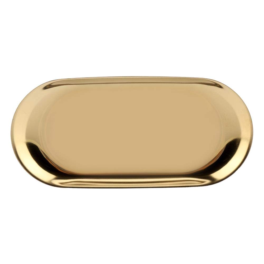 Nordic Style Stainless Steel Storage Tray for Cosmetics, Jewelry & Cake, Serving Tray for Home & Office (230 * 94mm - Golden)