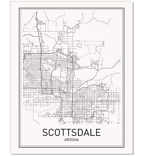 Amazon.com: Scottsdale Poster Scottsdale Map of Scottsdale City Map Posters Modern Map Art City ...