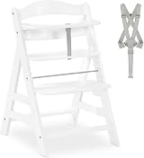 hauck Alpha+ White Wooden High Chair Beechwood 5-Point Harness 90 kg