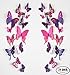 Romantiko 24 Pcs Fashion 3D Double Wings Butterfly Stickers Decor Decal Wall Stickers Art For Home and Room. (Purple)