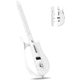 N1 Stringless Electric Smart Guitar, Silicone Strings(Entirely White) | Foldable Travel Accompaniment guitar, Built-in Drum Machine &amp; Bassline, App Interactive Chord Sheets, for Solo Performance