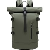 Rolltop Backpack 27L Waterproof 15 inch Laptop Backpack Bicycle Lightweight | Anti-Theft Sports Backpack for Travel Cycling University Leisure Green