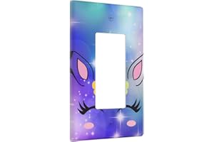 MFYDJIR purple cute unicorn Single Rocker Light Switch Cover Decorative Wall Plate Outlet Receptacle 1 Gang for Girls Kids Room Bedroom Decor Two Lightswitch Design