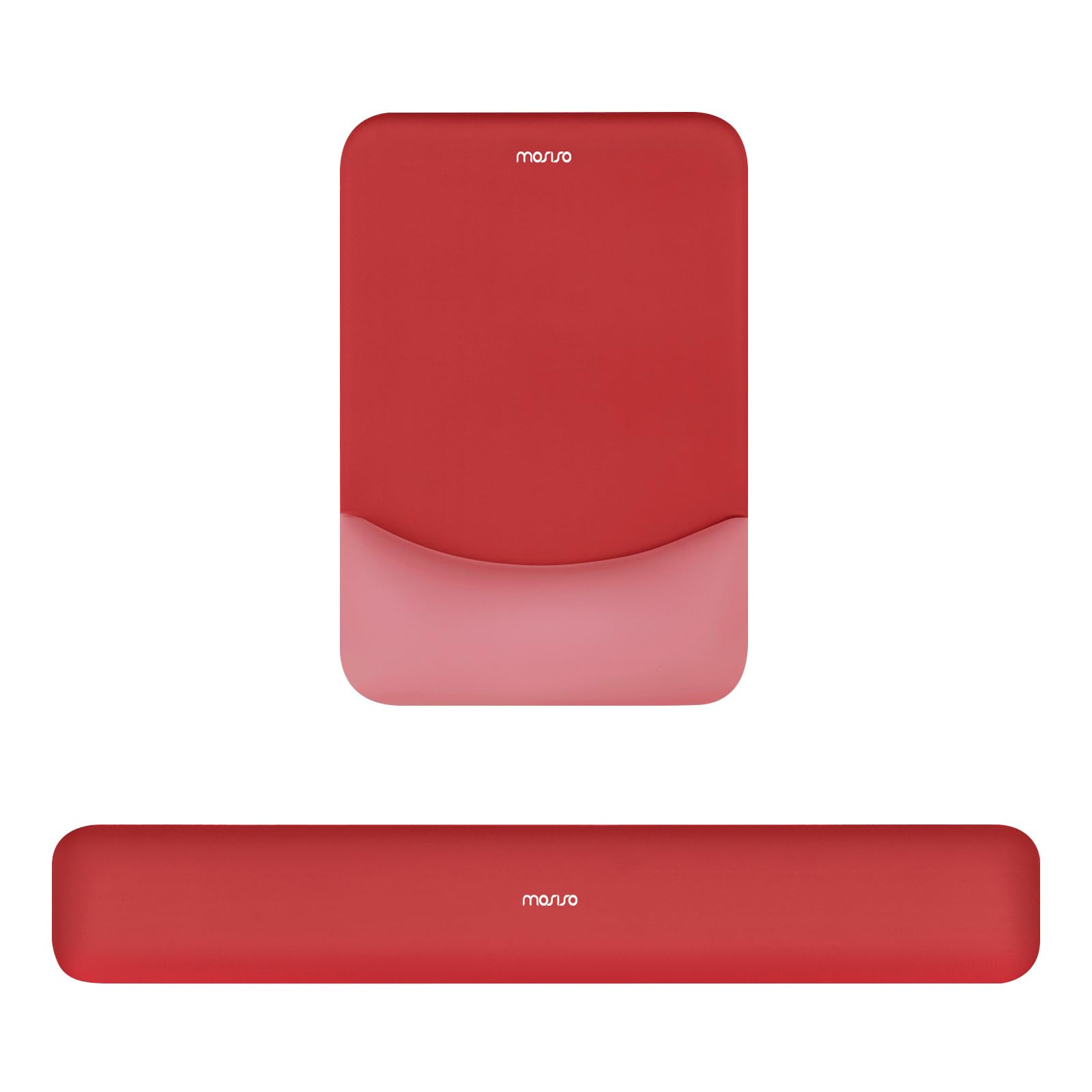 Photo 1 of MOSISO Wrist Rest Support for Mouse Pad&Keyboard Set, Rectangular Ergonomic Mousepad Non-Slip Base Home/Office Pain Relief&Easy Typing Pad with Neoprene Cloth&Raised Curved Memory Foam, Red