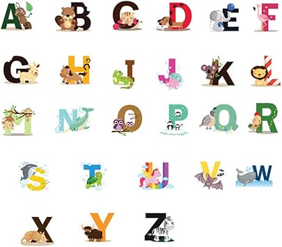 Amazon Co Jp 60 45センチメートルa Z文字の動物の家の装飾 文字 英語のビニール壁画壁のステッカーは 子ども部屋の装飾壁デカール スポーツ アウトドア