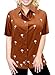 La Leela Blouse Casual Women Hawaiian Shirt Embroidered Workwear Short Sleeve Dress Top