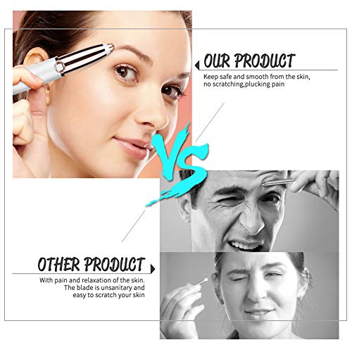 Bestidy Eyebrow Hair Remover,Electric Painless Facial Hair Remover Trimmers with LED Light for Women - Rose Gold - Thumbnail 3
