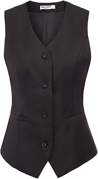 Womens Vintage Vest Fully Lined Formal Business Dress Suits Button Down Steampunk Waistcoat