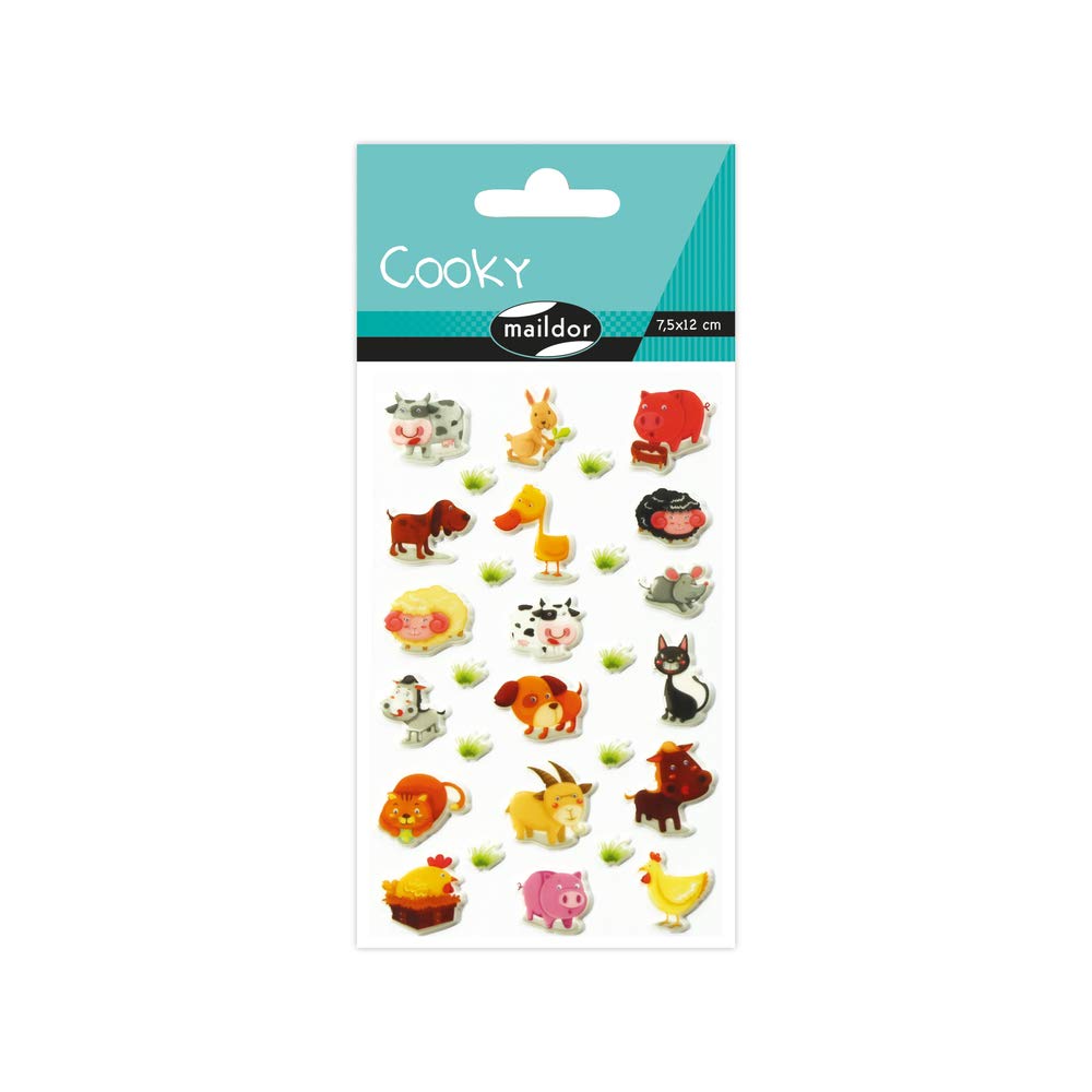 Maildor 560426C - Cooky 3D STICKERS - 8 sheets - 12x8 cm - 193 stickers - ANIMALS THEME - Children's Arts and Crafts Accessories - Creative and Leisure