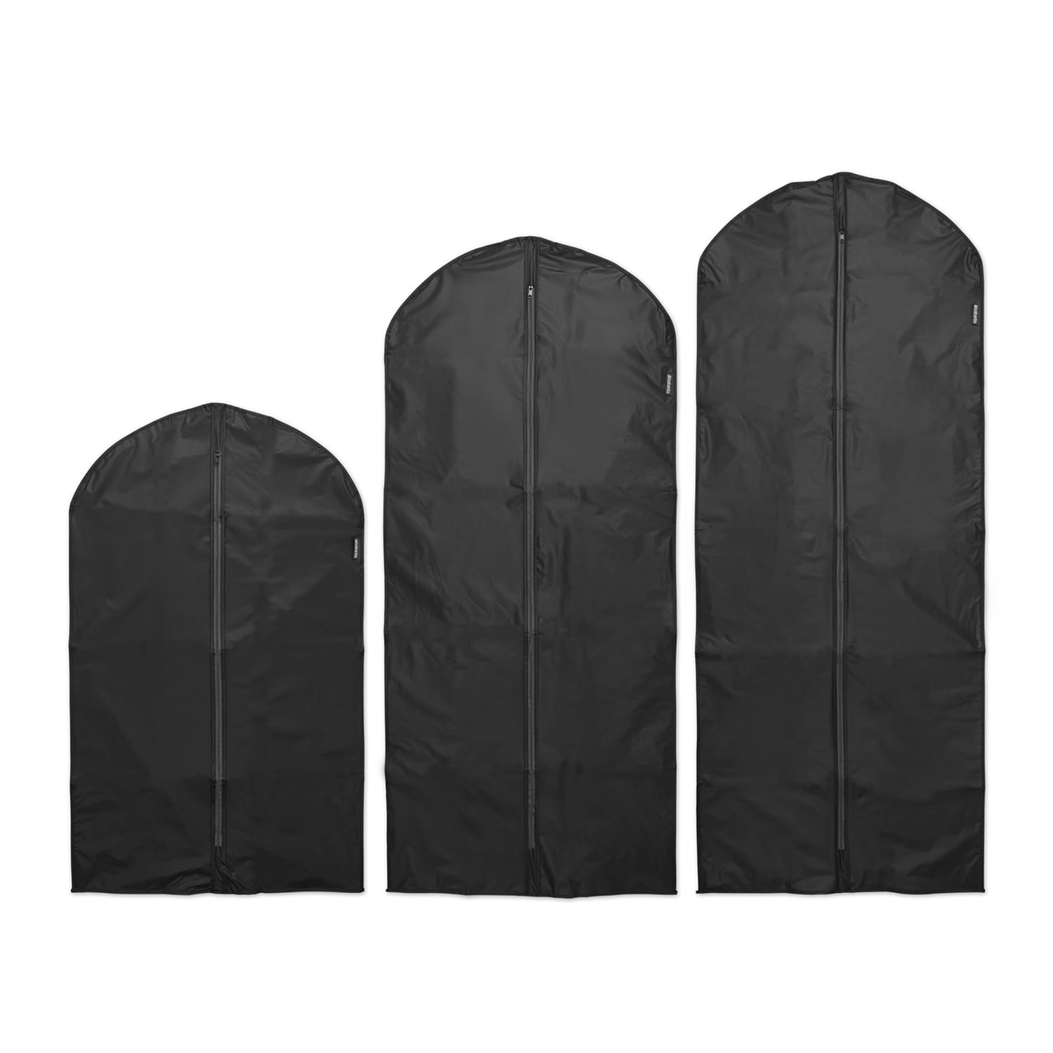 Brabantia - Clothes Cover M, L, XL - Protective Clothes Bag - Wardrobe Storage - Clothes Rack Organiser - Transparent Hanging Bag - Suitable for Coats & Dresses - Set of 3 Sizes - Black