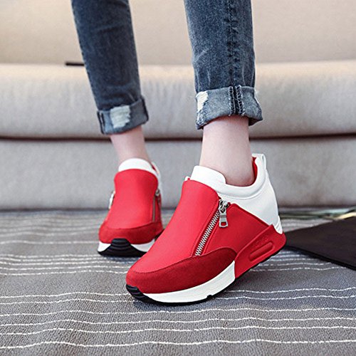 Goldweather Women Running Shoes Fashion Thick Bottom Platform Non-Slip Outdoor Walking Sports Sneaker (US:5.5, Red) - Thumbnail 3