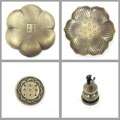 Wide Incense Holder Catch All The Ashes Brass Lotus Burner for Sticks Cone Coil Incent 5.1 Inches Diameter
