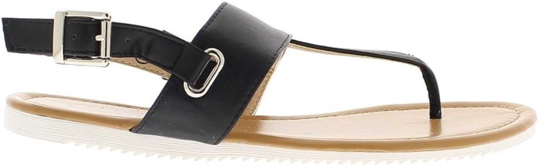 Flache Schwarze Sandalen mit Entre-doigts: Amazon.de: Schuhe & Handtaschen