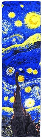 Women's 100% luxurious 12-momme Charmeuse Satin long silk scarf oil paintings