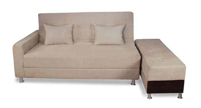 Adorn India Polyester Blend Flora Sofa Cum Bed (Beige)