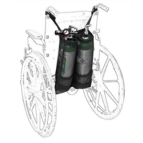 Wheelchair Oxygen Cylinder Bags, Heavy Duty Wheelchair Oxygen Tank Holder,Utility Wheelchair Dual D & E Cylinders Bottle Storage Baskets, Oxygen Backpack for Medical, Home, Hospital (HLY106)