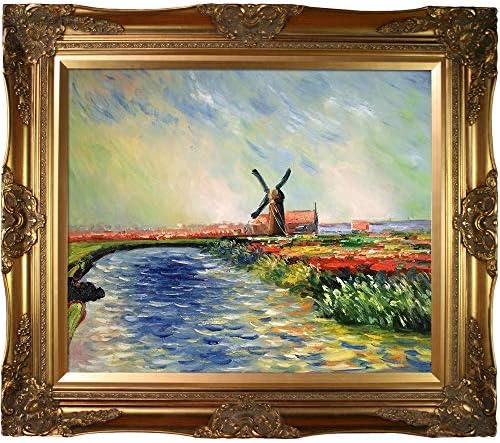 overstockArt Monet Tulip Field in Holland with Victorian Gold Frame Oil Painting, Gold Finish