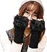 Bienvenu Knit Fingerless Gloves for Women, Cold Weather Arm Warmers with Faux Fur, Winter Warm Thumb Hole Fingerless Mittens
