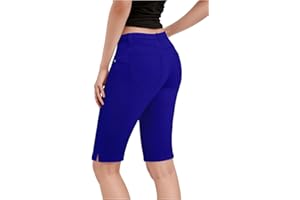Hybrid & Company Womens Ultra Comfy Butt lift Stretch Bermuda City Shorts with Pockets