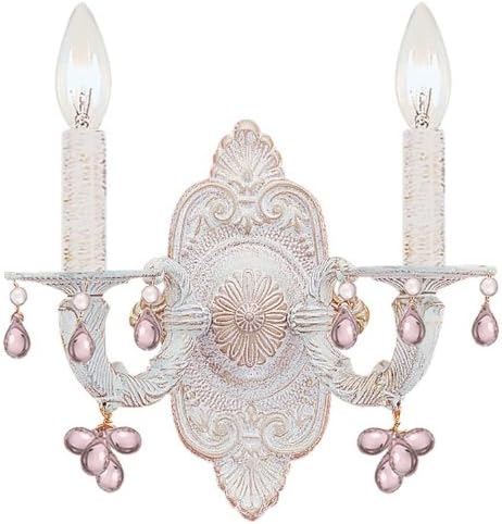 Crystorama 5200-AW-ROSA Crystal Accents Two Light Sconces from Sutton collection in Whitefinish,
