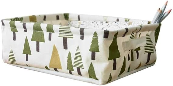 JTXJ Impreso Mango De Lino De AlgodóN Cesto De Almacenamiento De