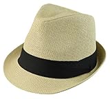 The Hatter Men's Summer Cool Straw Fedora Hat XXL - 24 1/4 In / 7 3/4 / 62Cm Beige