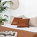 INSPIRED IVORY 18 x 18” Faux Leather Throw Pillow Covers - Set of 2 in Brown Tan - Strong Zippers, Double-Stitched, Vegan - Suits Cognac, Farmhouse, Modern - Tullulah Collection Decorative Cases